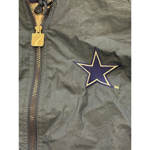 Vintage 1990's Logo 7 Dallas Cowboys Full Zip Hooded Windbreaker Jacket Men's XL - Picture 5 of 6